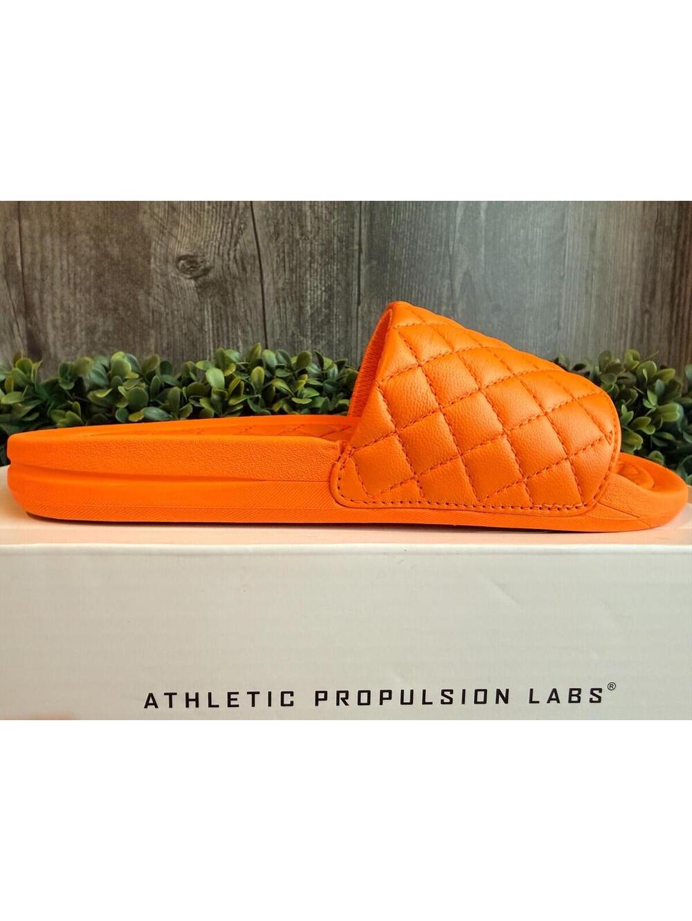 APL Women's Lusso Orange Quilted Nappa Leather Slides EU 37  US 7